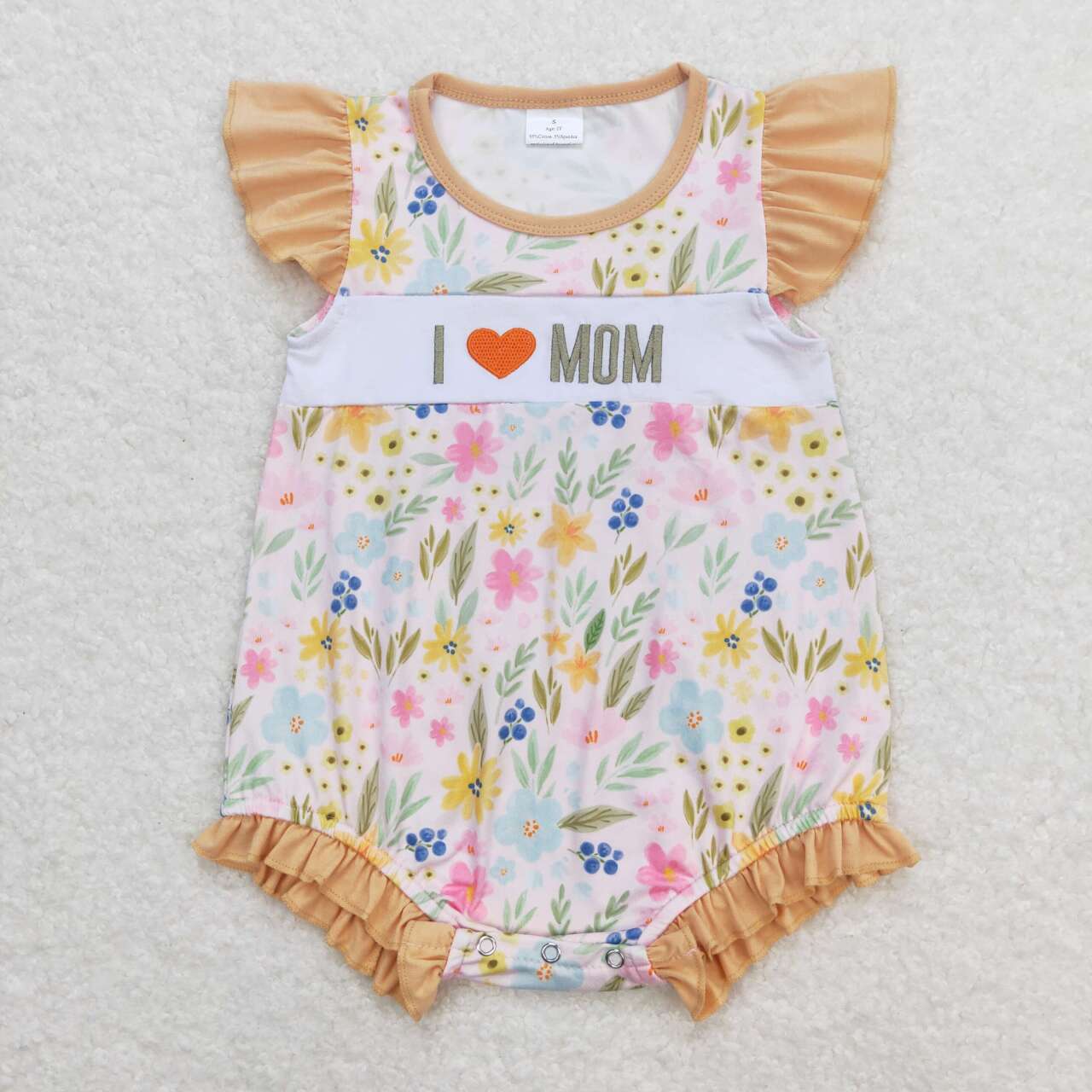 Flowers Embroideredi love mom Girls Baby Romper