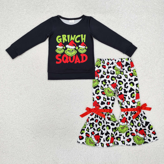 Christmas black cartoon Print Girls Set