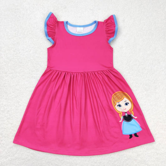 hot pink Embroidery Girls Dress