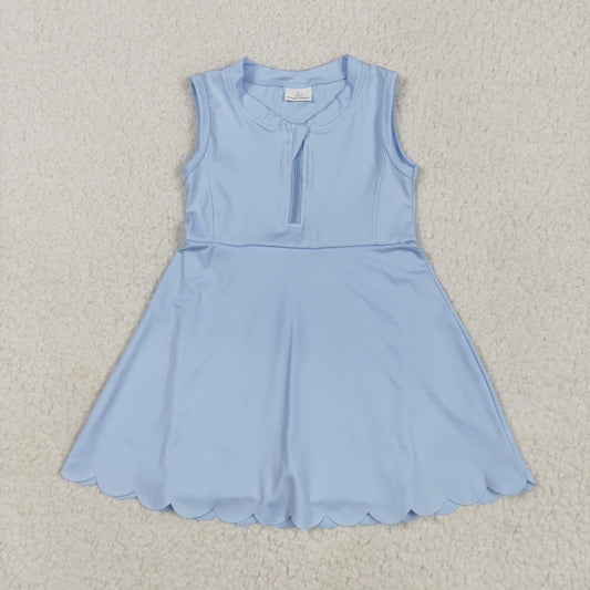 Blue ZIP-up sleeveless girl yoga set