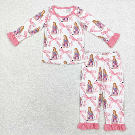 Pink Cartoon Print Long Sleeve Pajamas