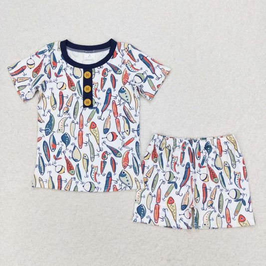 Fish print short sleeve boy set