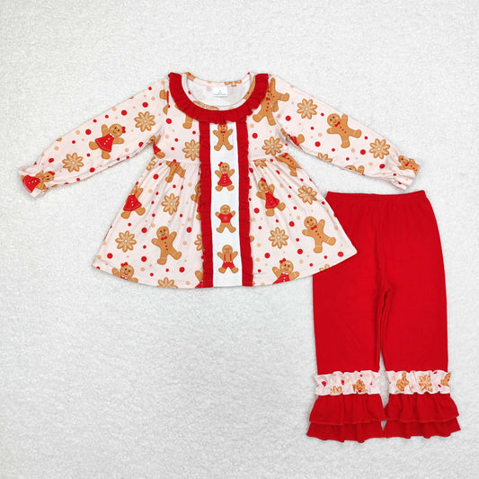 Christmas Red Gingerbread Print Girls Set