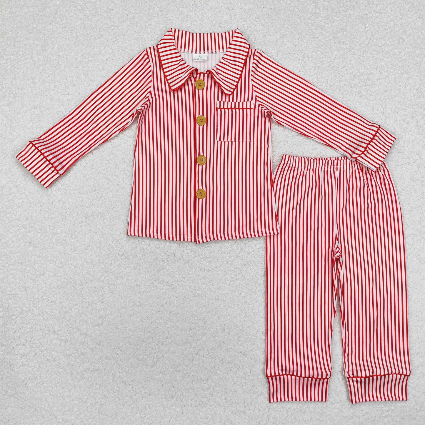 Red stripe print with Button Pajamas