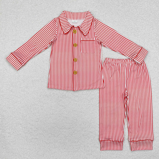 Red stripe print with Button Pajamas