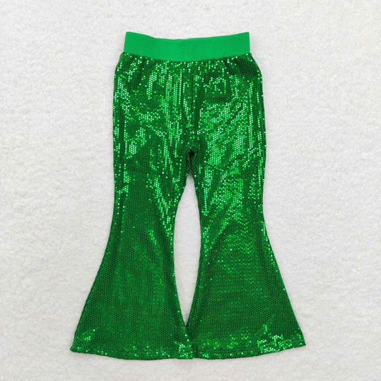 Green Sequined bell pants