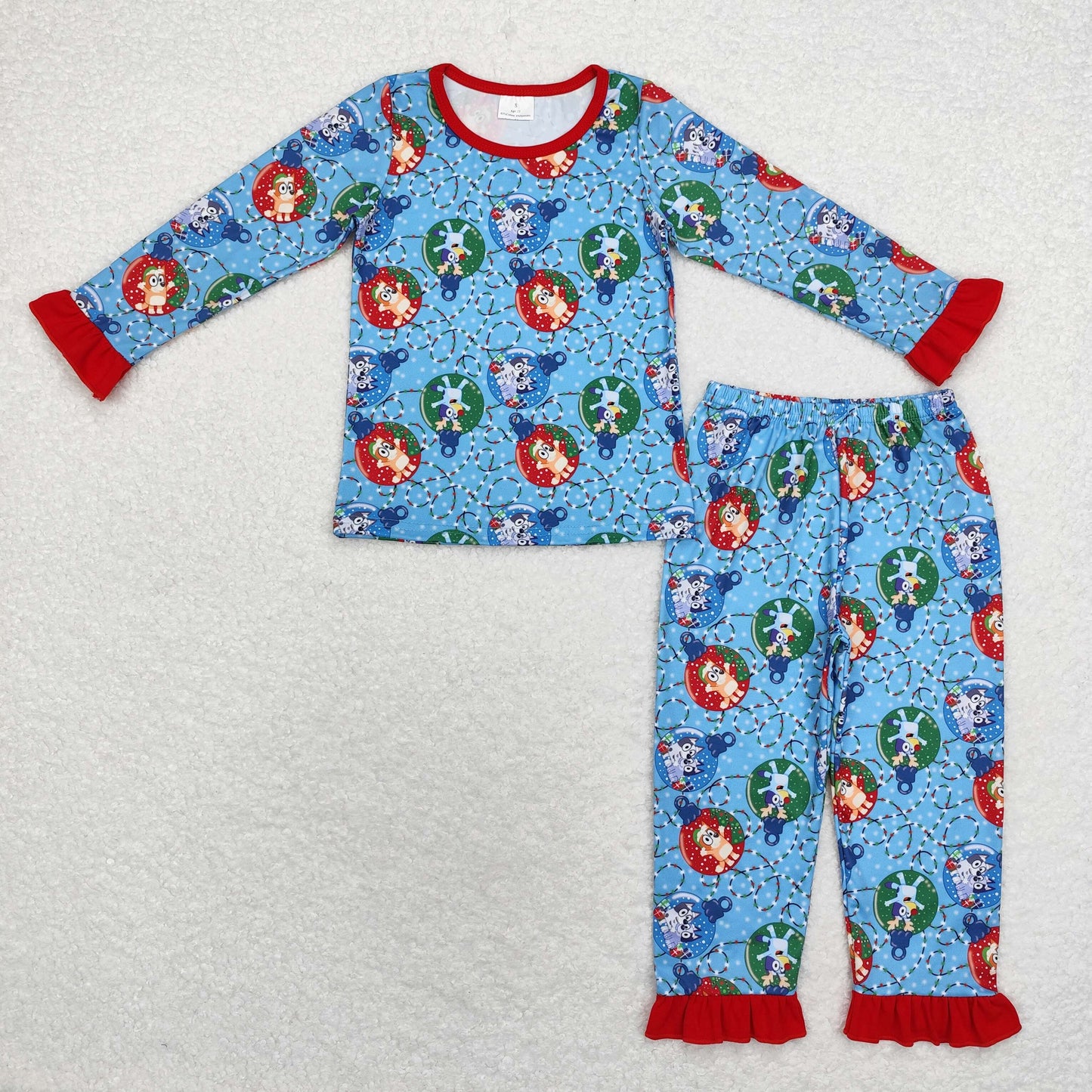 Christmas Blue Cartoon Long-sleeved Pants pajamas