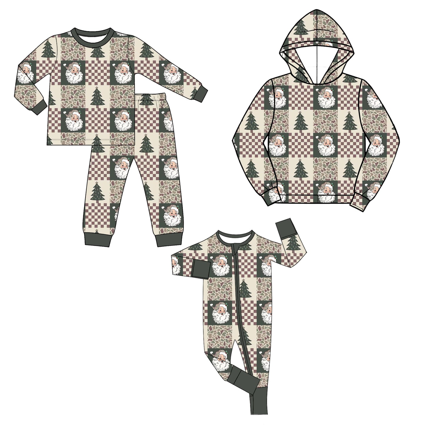 Preorder MOQ 5 pcs Each Style Christmas Santa Trees Camo Kids Matching Clothes