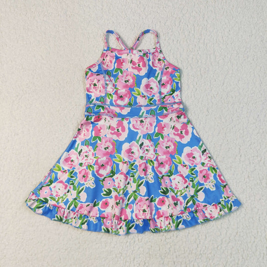 pink flowers yoga sleeveless print girl setGSD2284