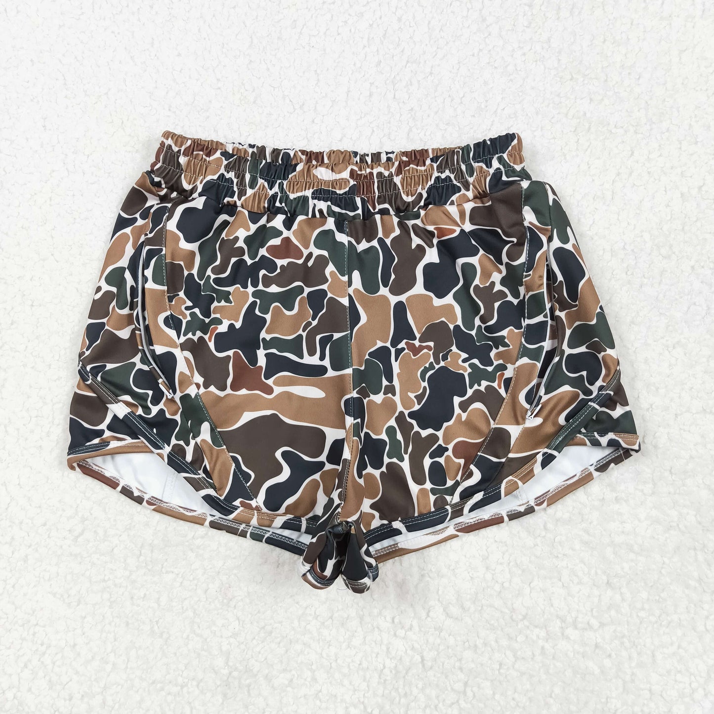 Adult Women brown camo Print yoga Short