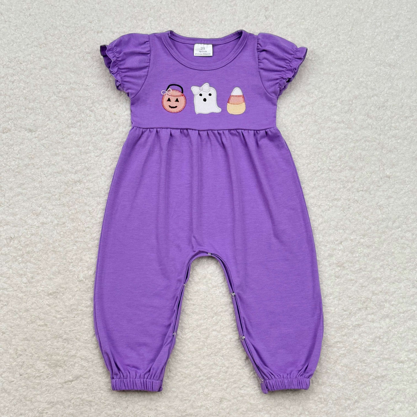 halloween purple Embroidery Baby Romper