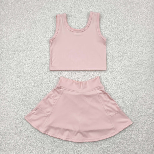 pink  yoga sleeveless girl set