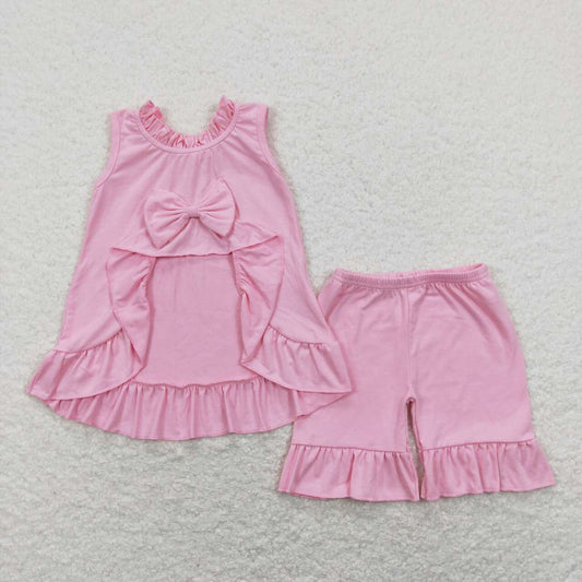 Pink with bow Print Summer Girls Set