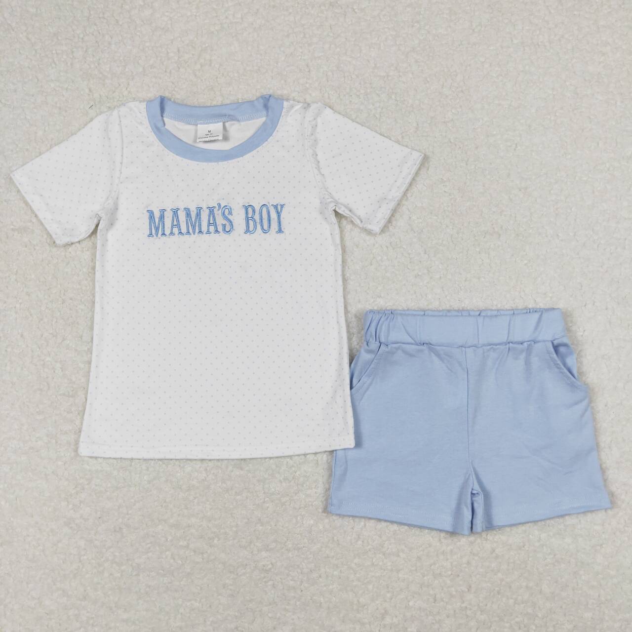 blue Embroidered MAMA’SBoy Set