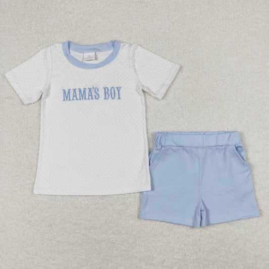 blue Embroidered MAMA’SBoy Set