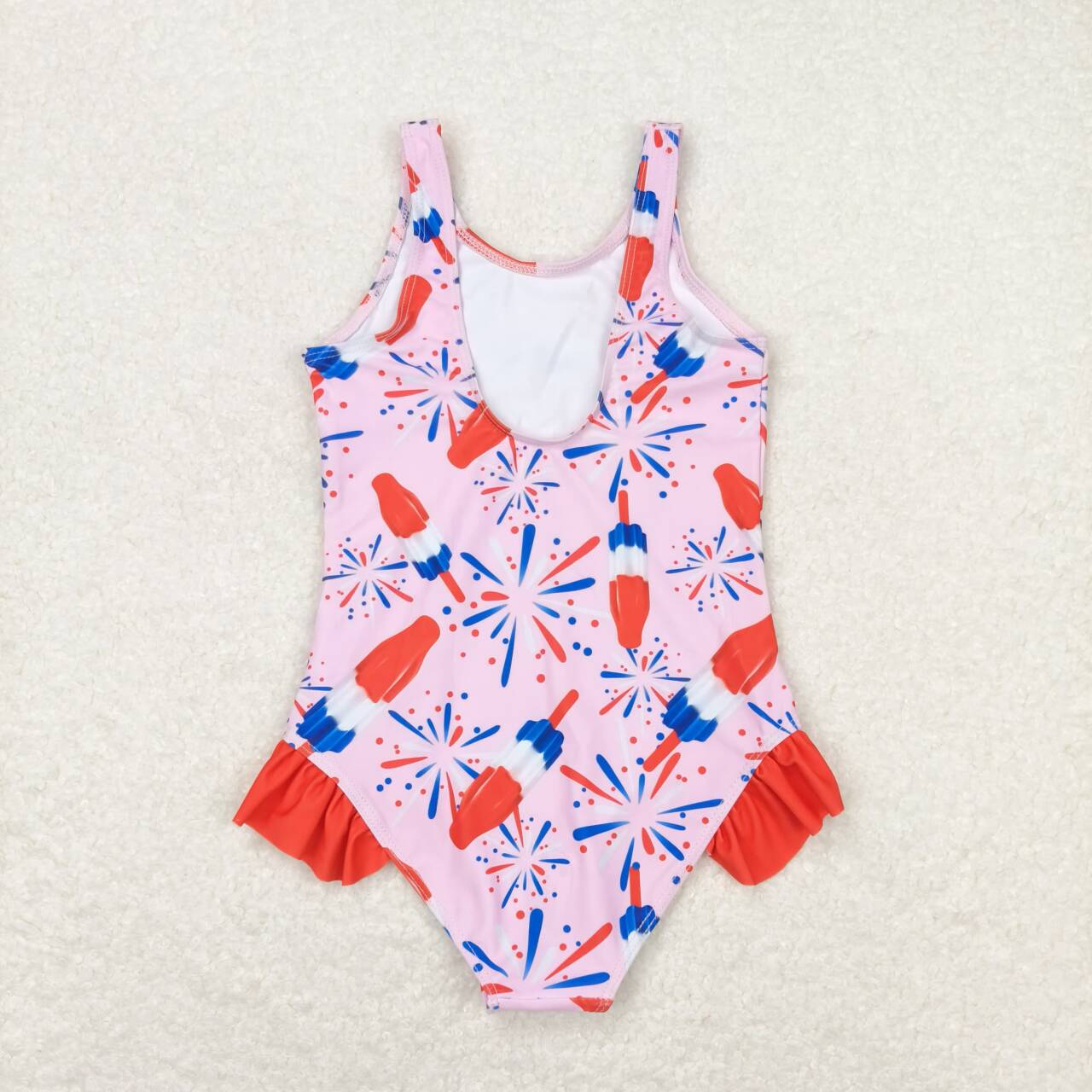 July of 4th popsicle print one pc Girls Summer Swimsuit