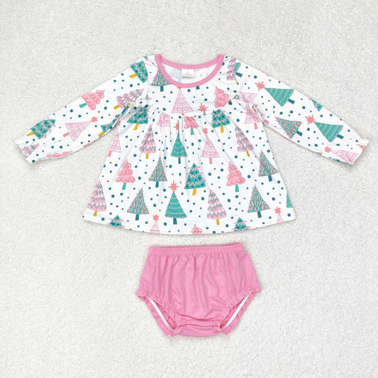 Christmas pink tree Girls ‘s bummie outfit