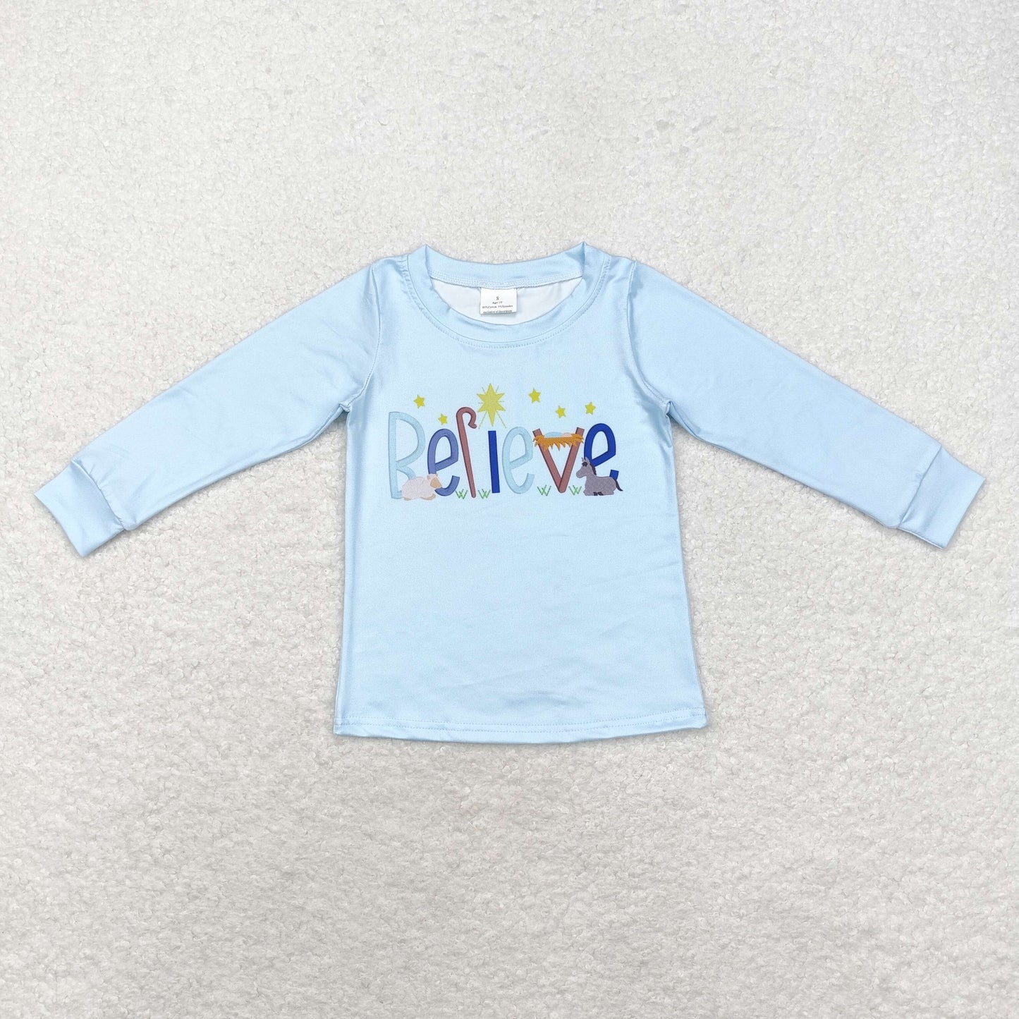 Blue Top letter Long Sleeve Shirt