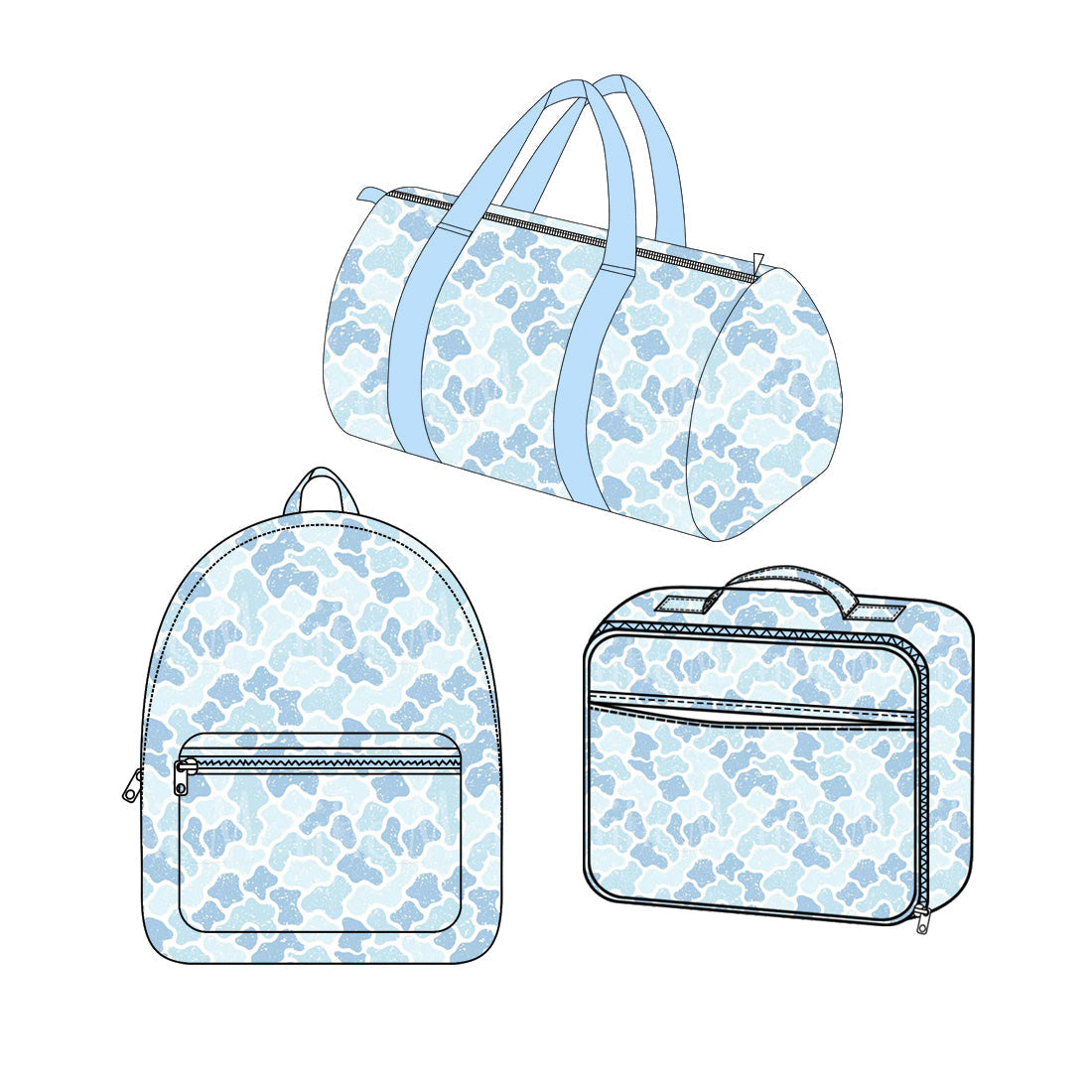 Preorder MOQ 5 pcs each Hunting Camo Blue Kids Matching Bags