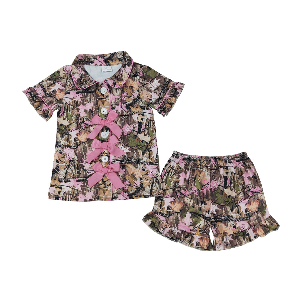 Toddler trunk Bows Girls Button Pajamas GSSO3364
