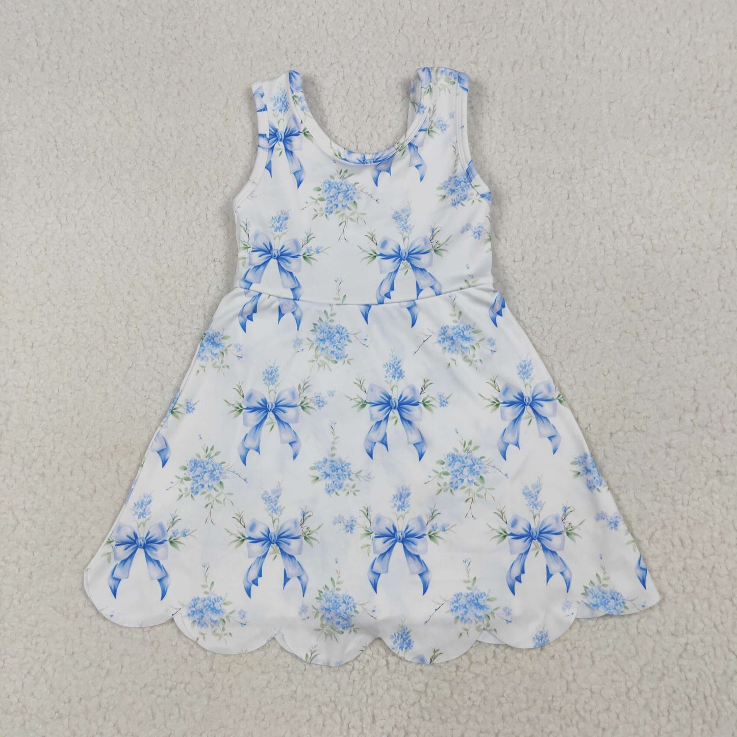 Blue bows flowers Girls Dress GSD2587