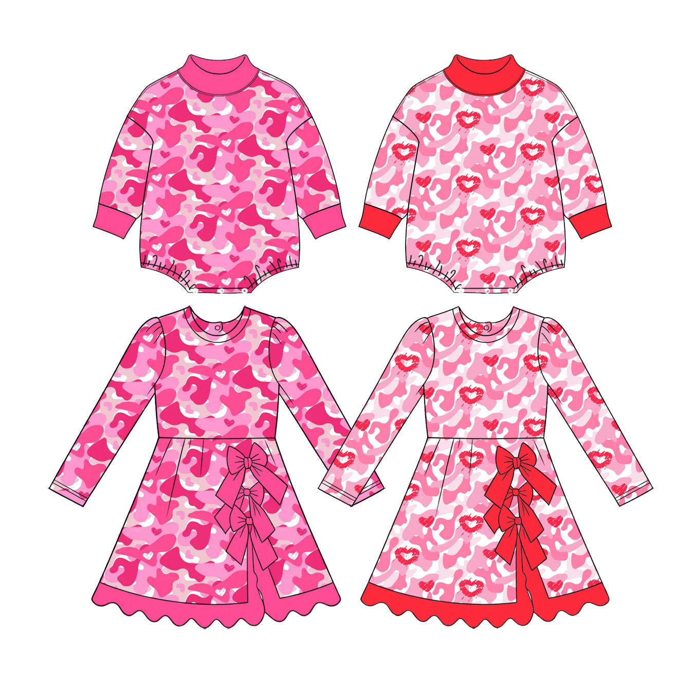 Preorder MOQ 5 pcs Each Style Valentine's Day Love Camo Kids Matching Clothes