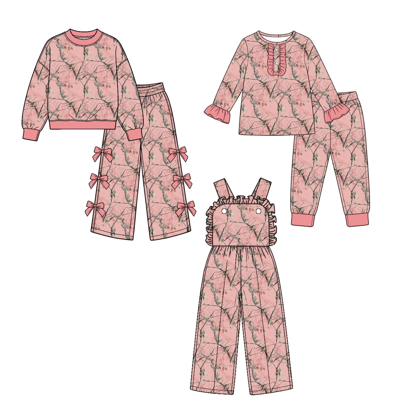 Preorder MOQ 5 pcs Each Style Hunting Leaves Kids Matching Clothes