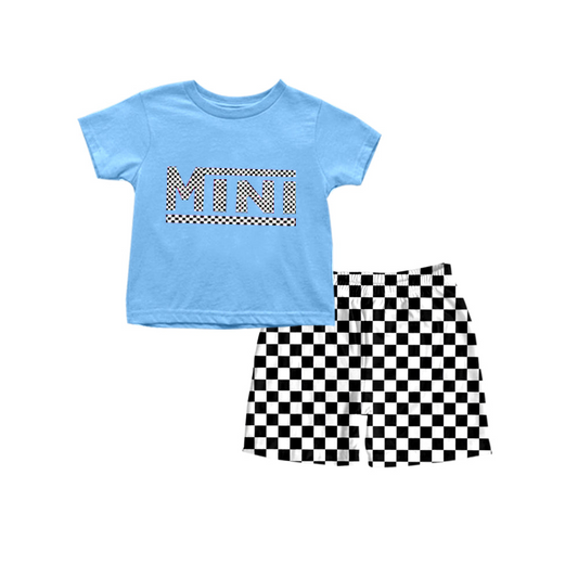 pre-order Mini black and white plaid Summer Girls Suit (split 4.5）