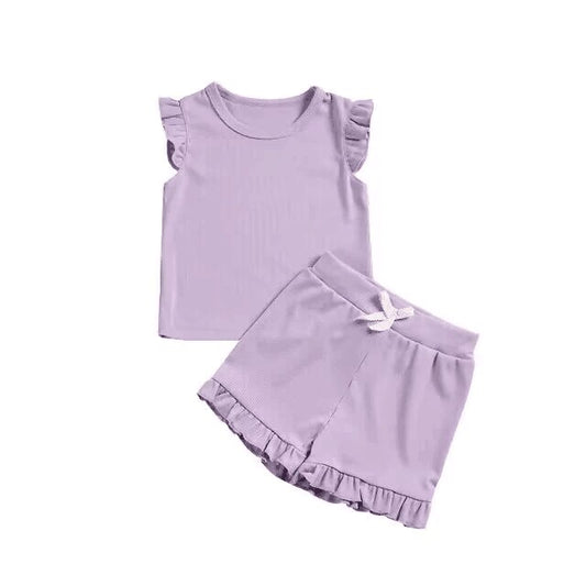 pre-order Purple Sleeveless Summer Girls Suit (split 4.5）