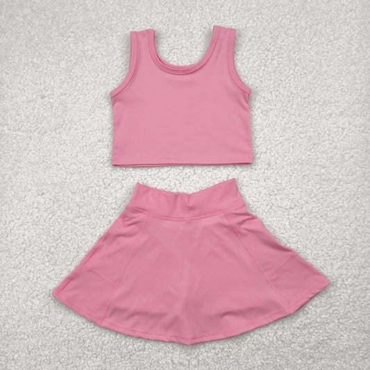 pink cartoon yoga sleeveless girl set