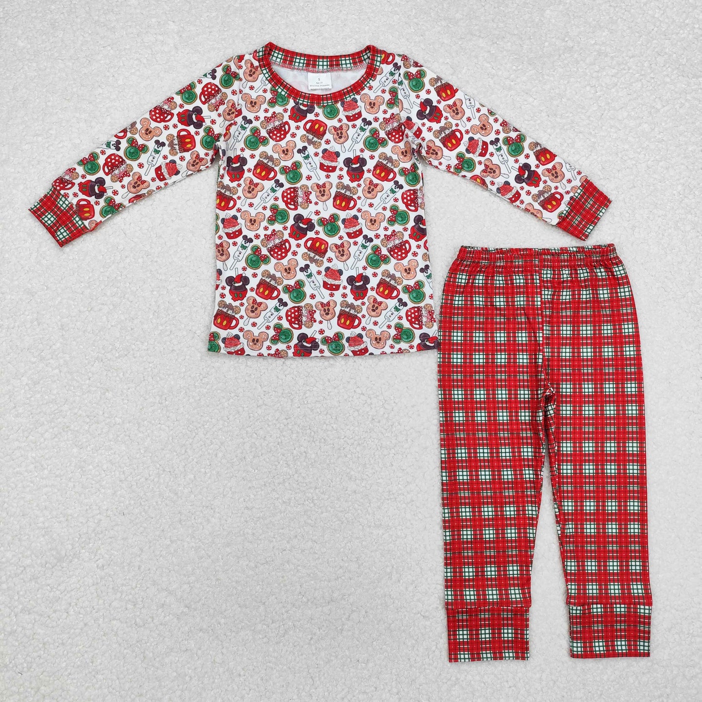 Christmas red cartoon print long sleeve Boy Set