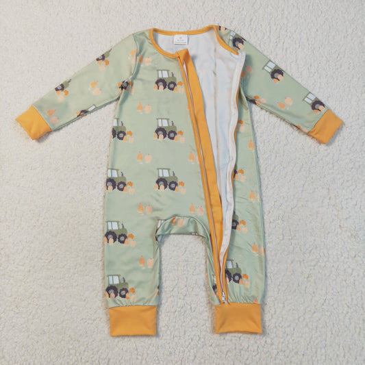 Green tractor print Baby RomperLR2335