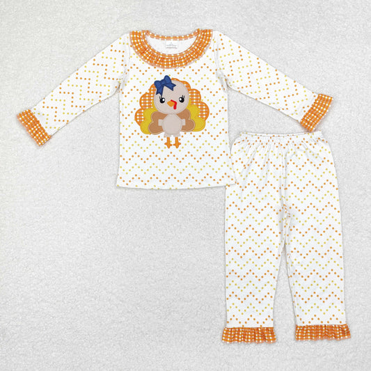 Thanksgiving Turkey Print Long Sleeve Pajamas