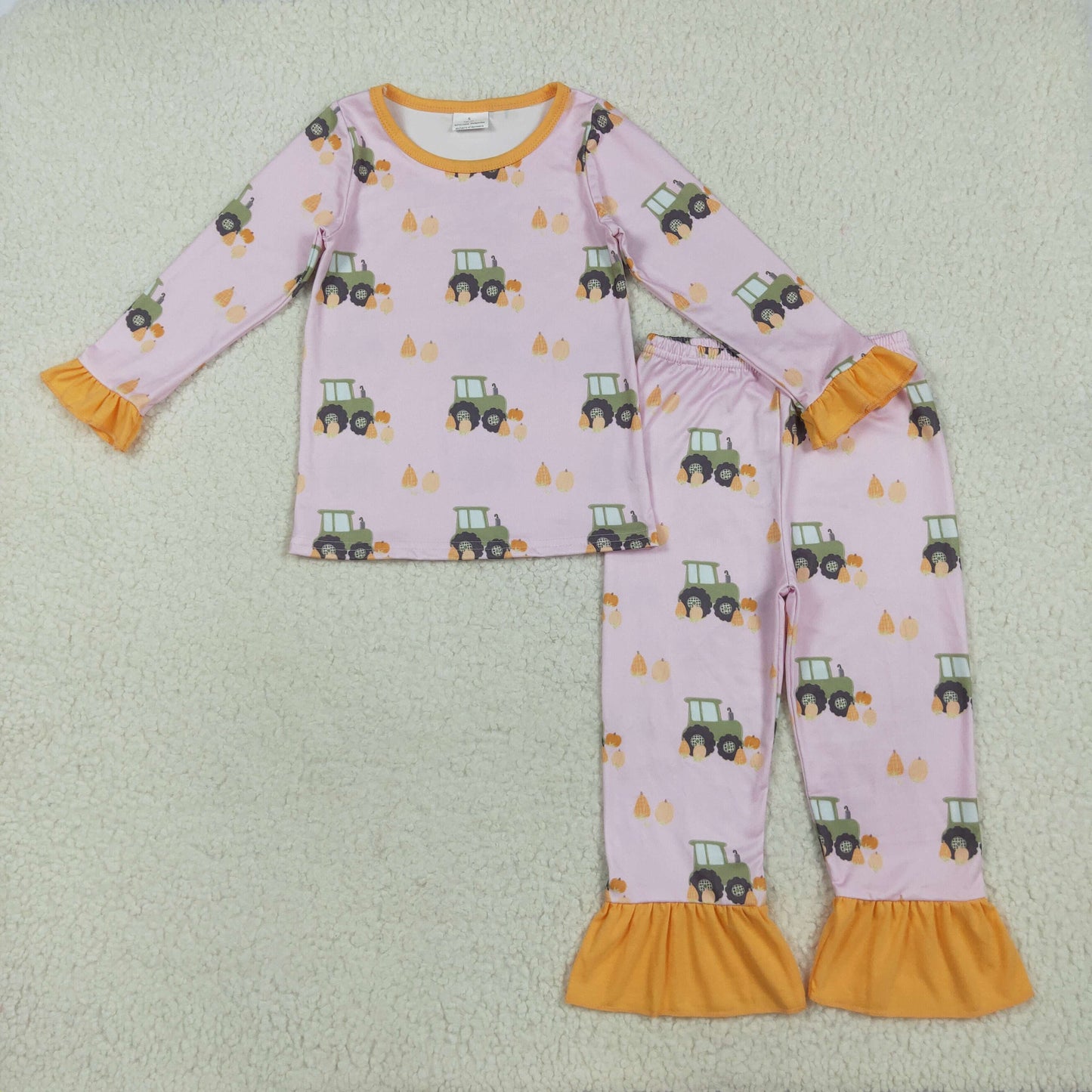 pink tractor print Girls Set  GLP2506