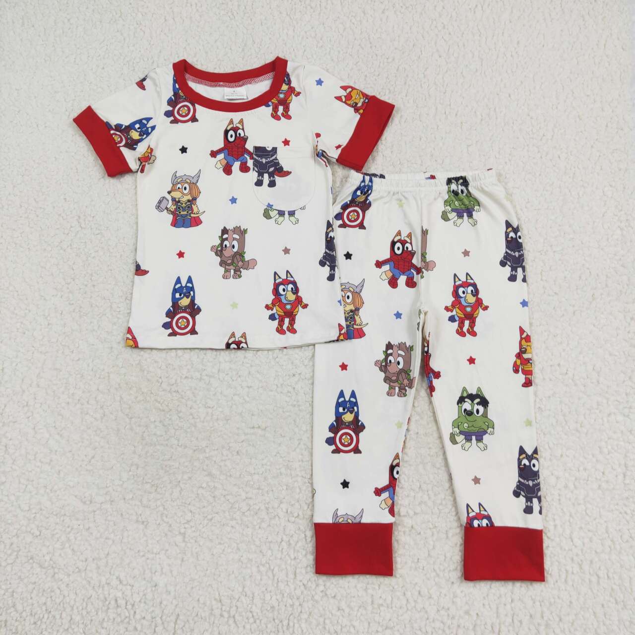 Cartoon dog print Short Sleeve Long Pants Pajamas