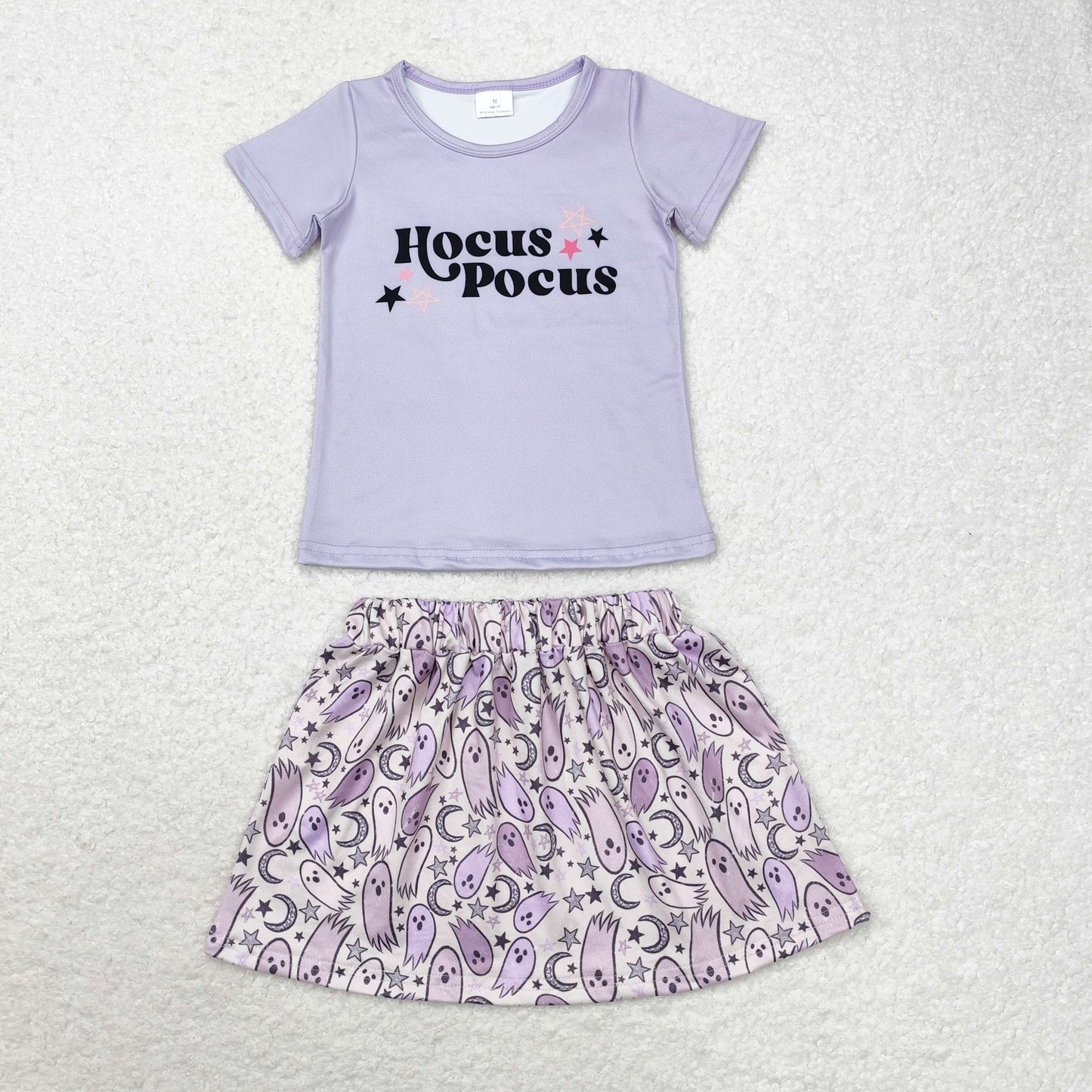 Halloween Purple Letter print Girls skirt Suit