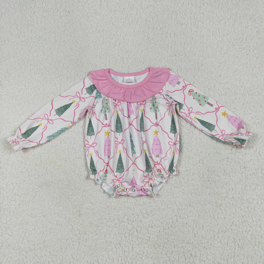 Pink Christmas Trees print Baby RomperLR2275