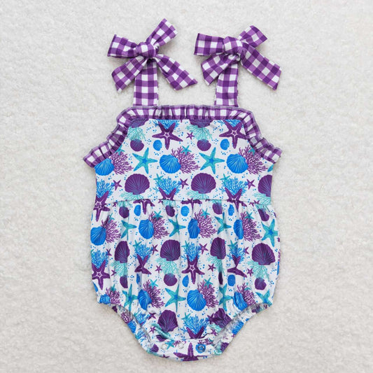 Purple Starfish Print Romper