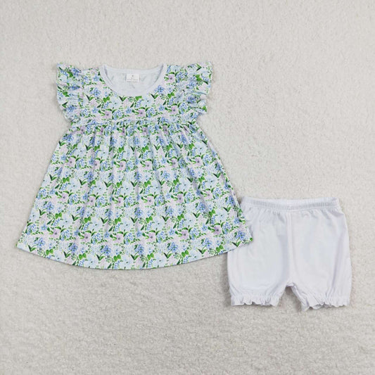 Green flowers Ruffle Boutique set