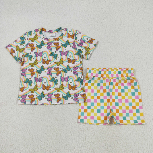 colorful butterfly floral Girls Suit Summer Set GSSO2615