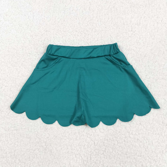 Dark Green print short skirt