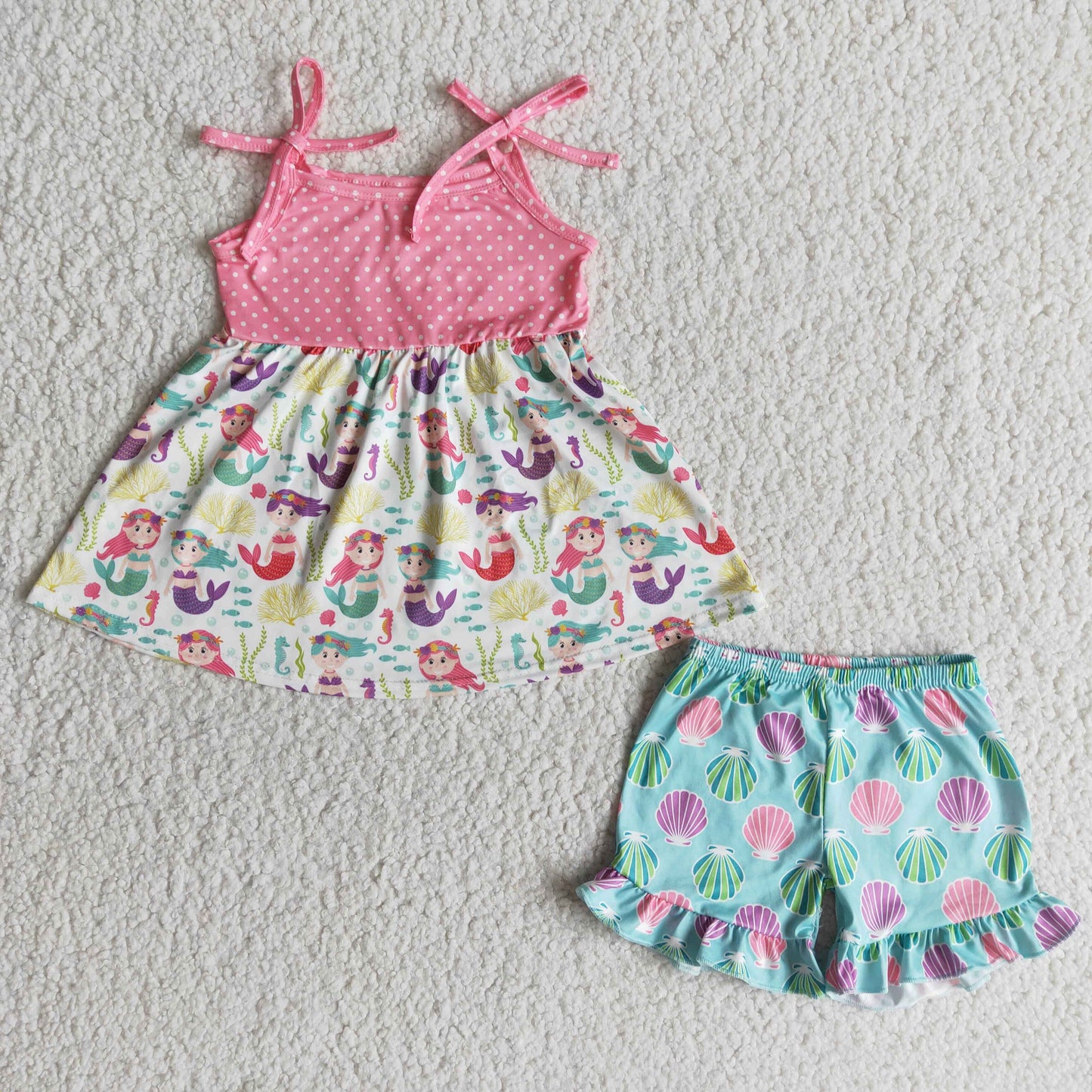 pink mermaid Short girls set