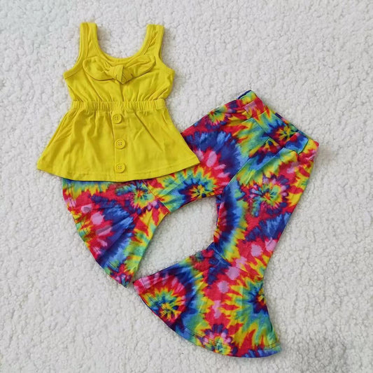Yellow Tie-dye Boutique Girl Outfits A17-24