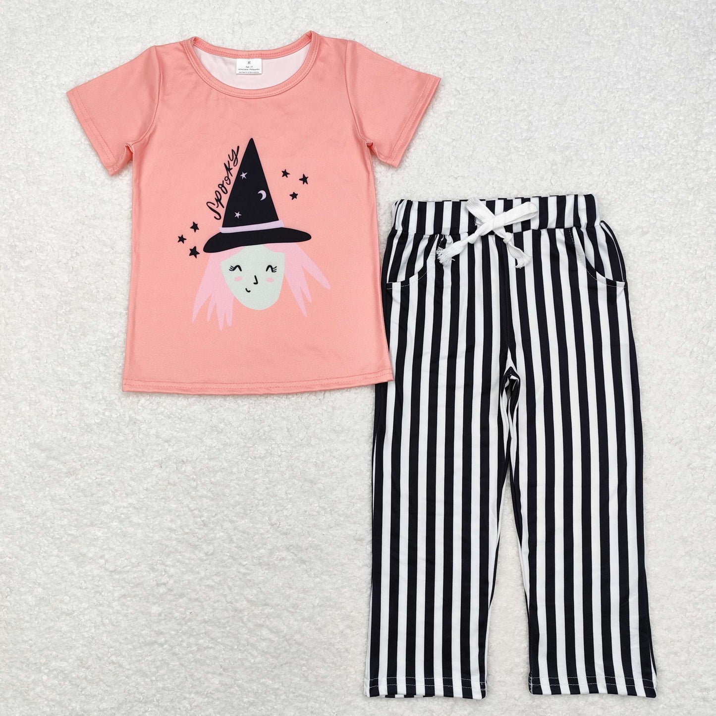 Halloween Cartoon black stripe Pants Girls Set