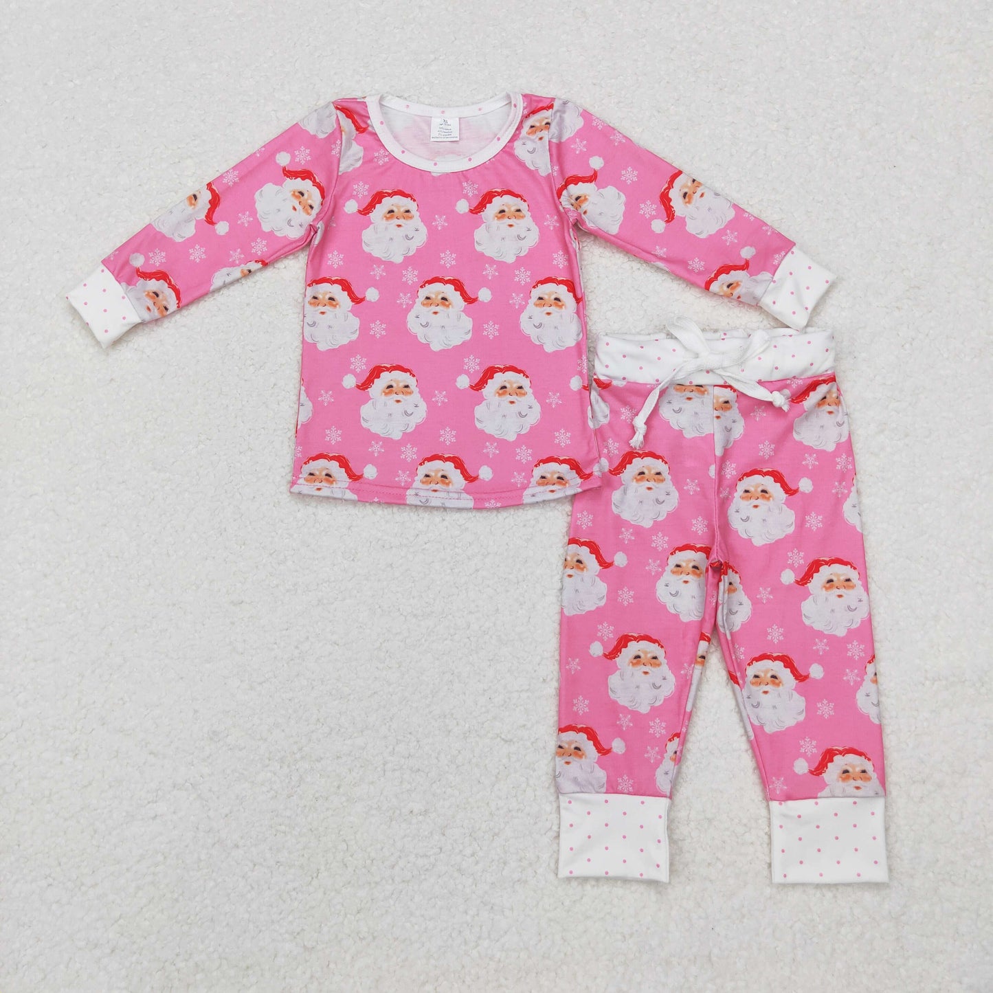 Christmas Pink cartoon Print Long Sleeve Pajamas ( material contains bamboo ）