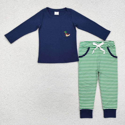 Navy Duck Embroidered Boy Outfits