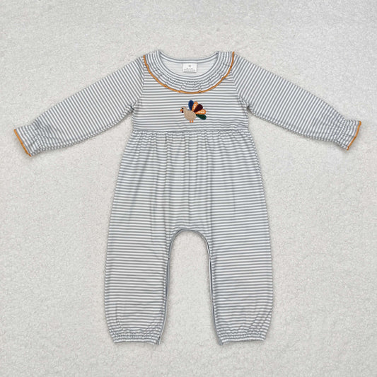 thanksgiving turkey embroidery Baby romper