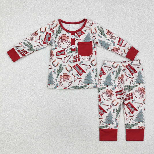 Christmas tree Print Long Sleeve Pajamas ( material contains bamboo ）