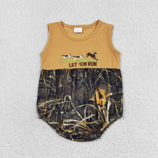 Brown camo deer Print Baby Romper