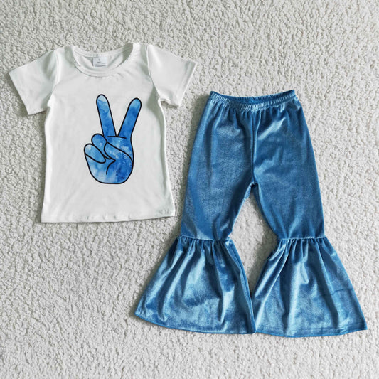 Blue finger Bell Pants Girls Set B8-16